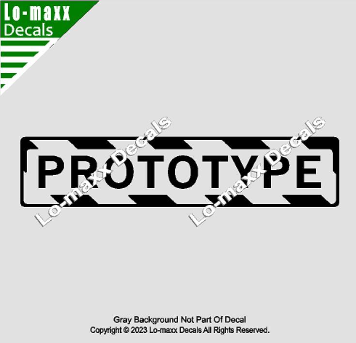 PROTOTYPE Aircraft With Hazard Stripes Aircraft Markings Die Cut Vinyl Decal