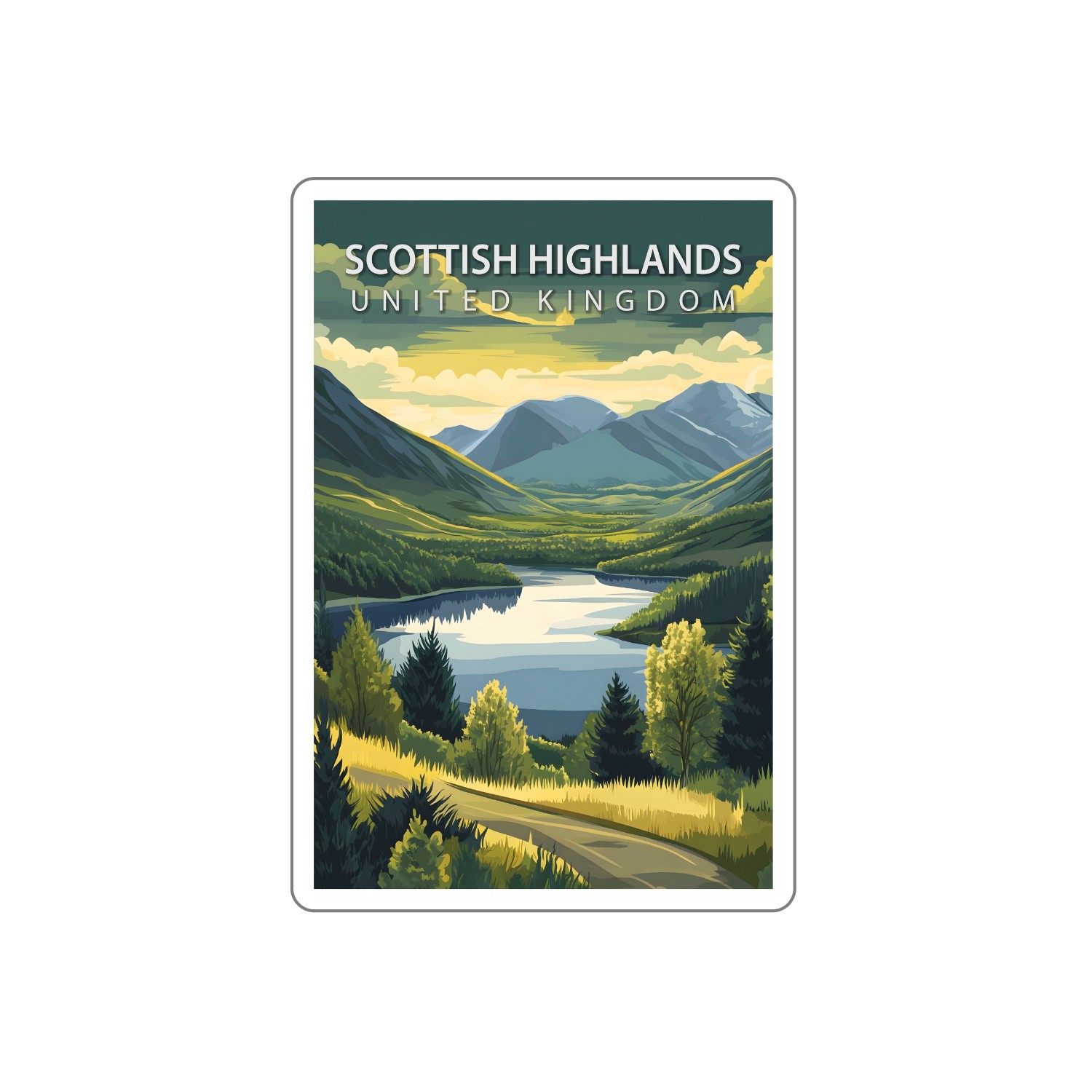 Scottish Highlands Region in the United Kingdom Travel World Vinyl Decal Sticker