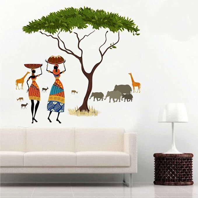 Wall Sticker Artistic Tribal Ladies With Animal Nature Home & Room Décor