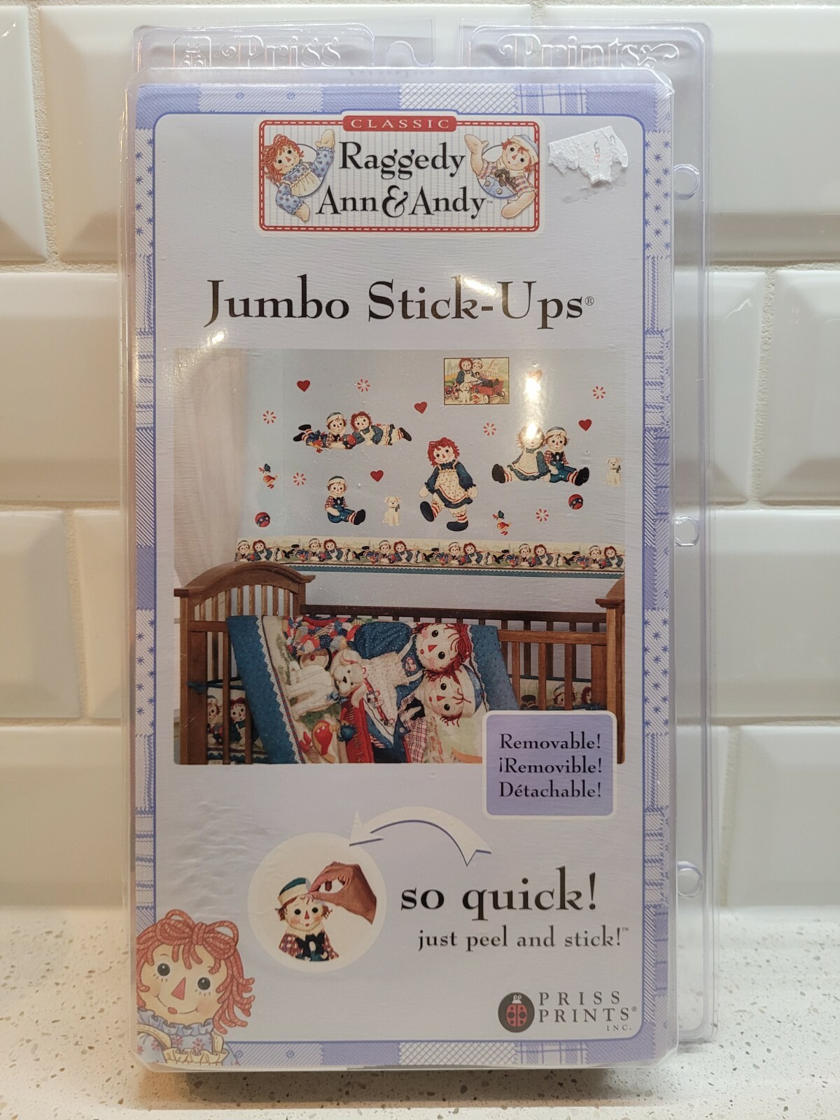 'RAGGEDY ANN & ANDY' WALLPAPER 'STICK-UPS' WALLPAPER STICKERS, BRAND NEW IN PKT