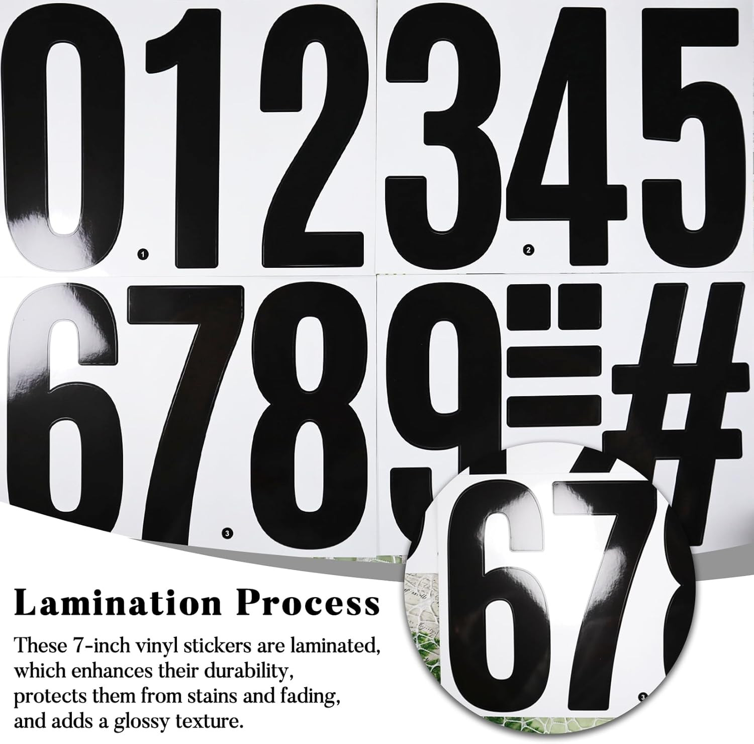 7 Inch Large Number Stickers, 8 Sheets Self-Adhesive Vinyl Number Sticker Decals