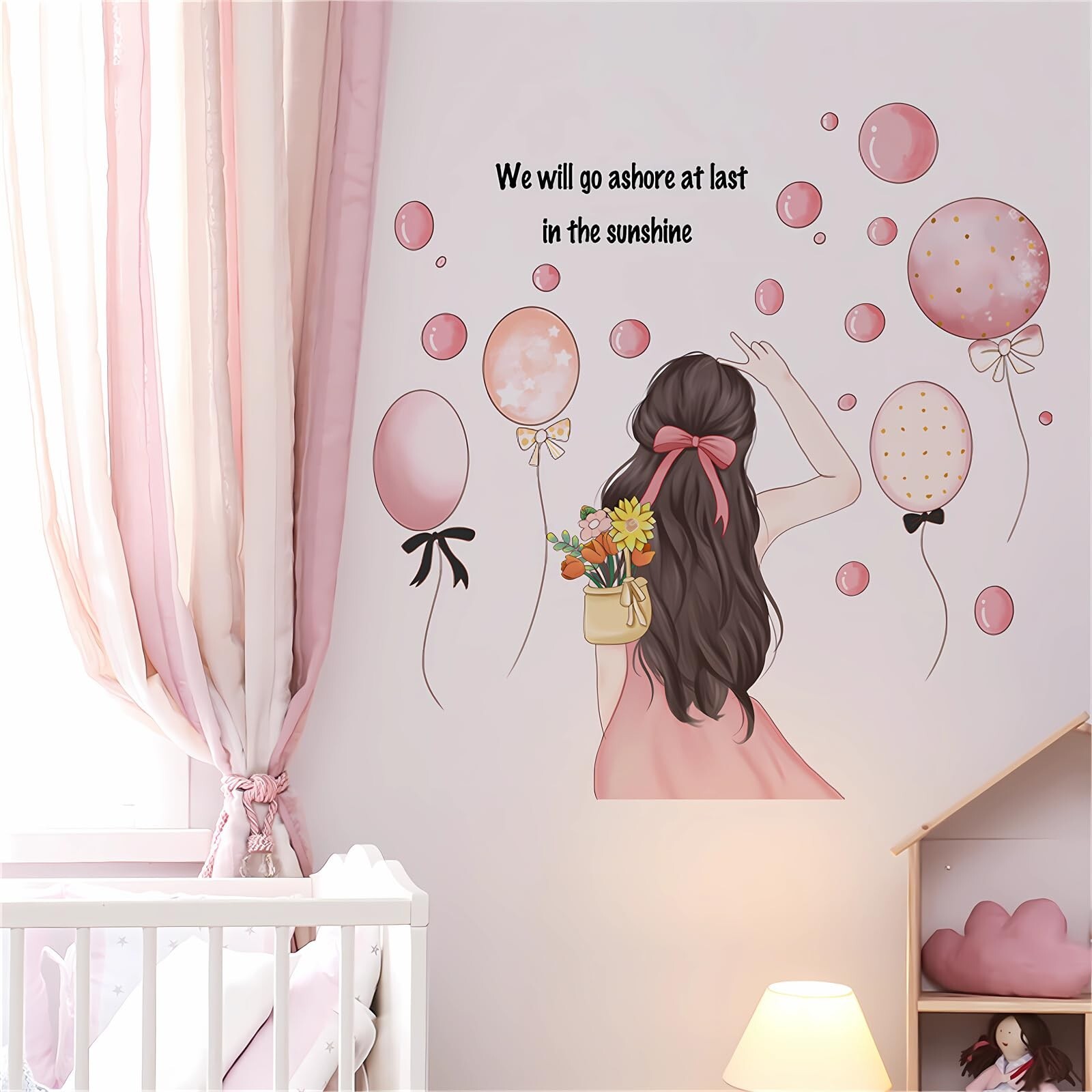 Lovely Pink Girl Balloon Wall Stickers, sacinora Inspirational Quotes Wall De…