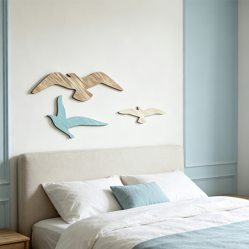 Beach Wall Decor Seagull Wall Art Coastal Wall Decor Handcrafted Wood Art