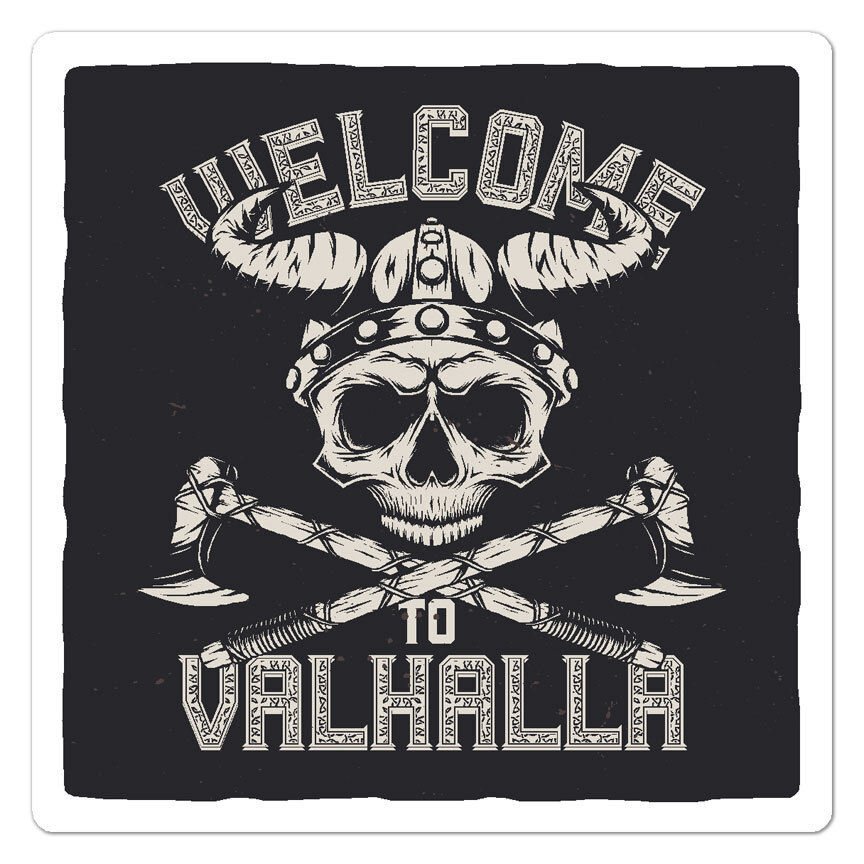 Vallhalla Viking Skull, Vinyl Decal Sticker, Indoor Outdoor, 3 Sizes, #9558