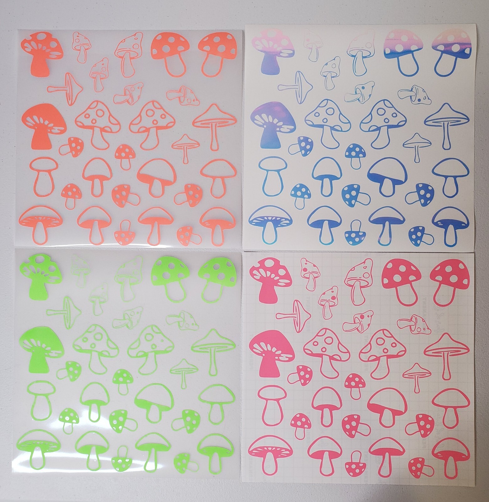 Glow In The Dark Vinyl Decals Trippy Shrooms Decor Lit Stickers New Full Sheets