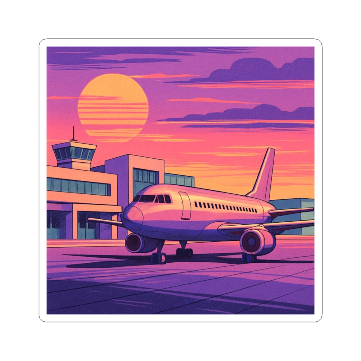 Sticker Retro Airport Runway Sunset 2×2 3×3 4×4 6×6