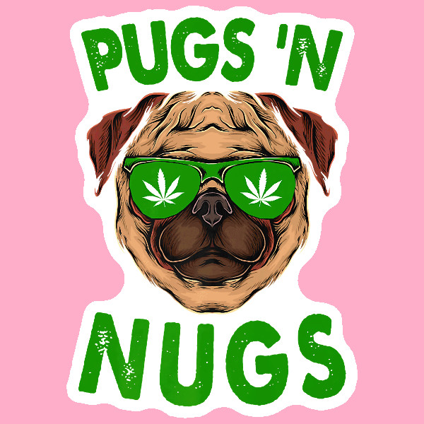 Pugs N Nugs Stoner Sticker Cannabis 420 UV Safe Weed Ganja Sticker Cannabis Art