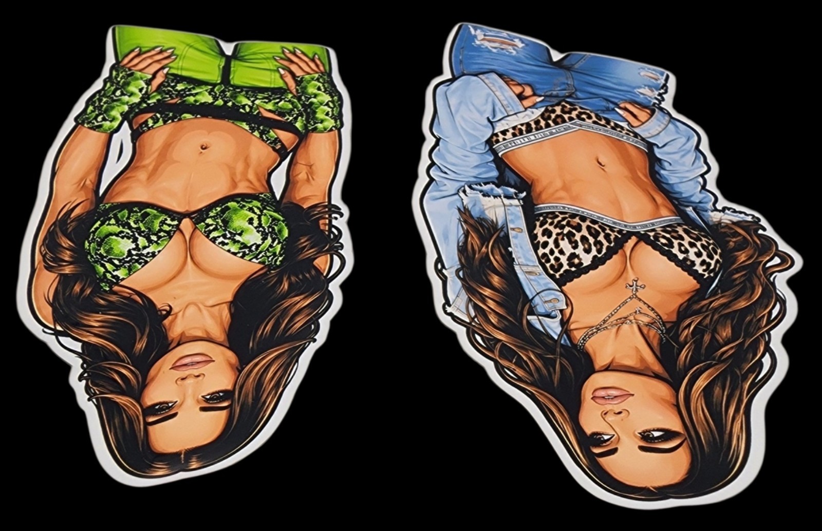 Female Wrestler 2 pack Waterproof Car Decal Laptop Vinyl Sticker Large