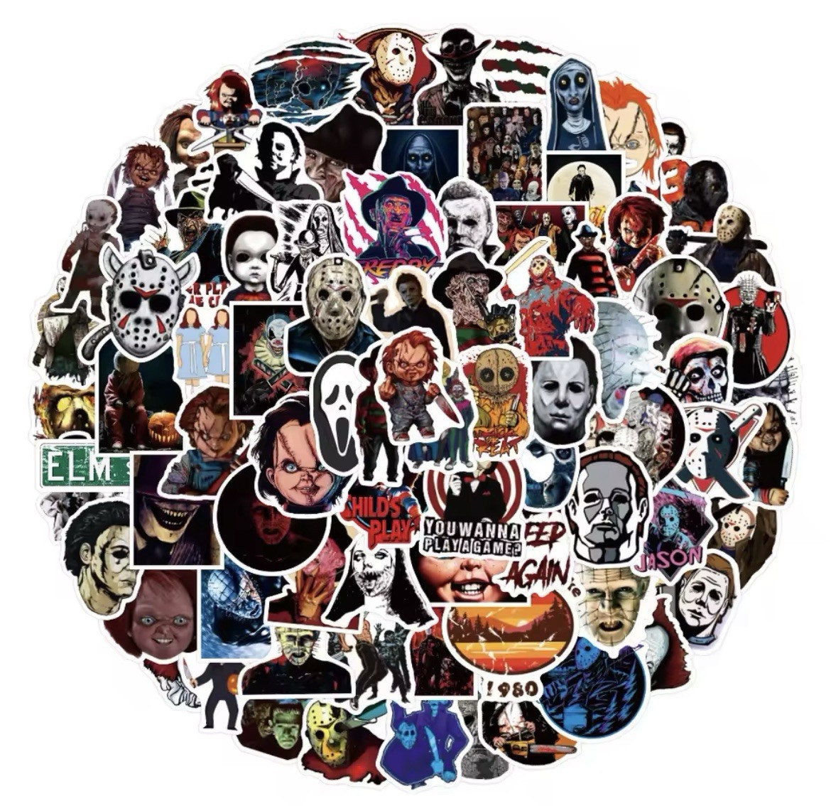 Horror Movie Style Stickers 50pk Mix Scare Killer Random Stickers FREE SHIPPING
