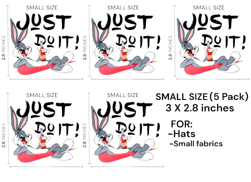Bunny Drinking Just Do It Iron On Sticker Vibrant Color for T-shirts Hoodies