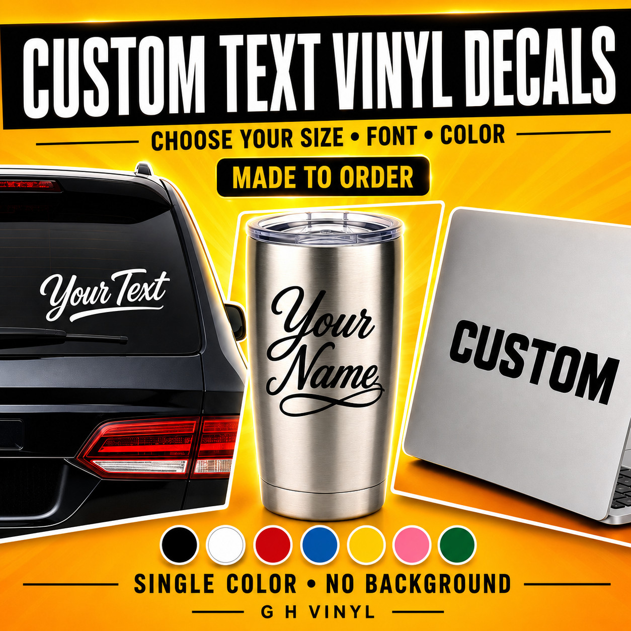 Custom Text Vinyl Lettering Sticker Decal Personalized – ANY TEXT – ANY NAME [A1