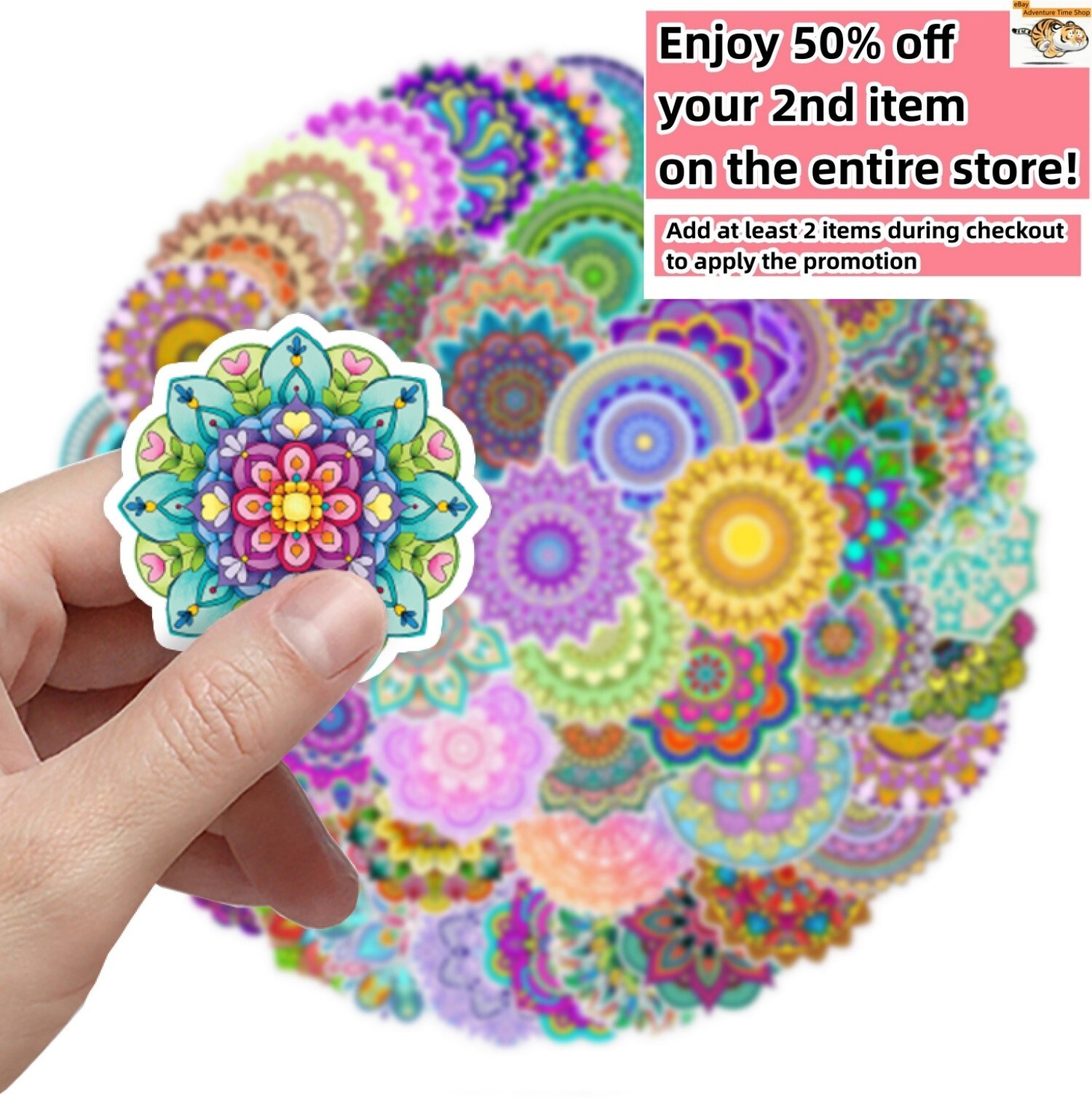 50 Pcs Stickers Mandala Boho Symbol Flowers Luggage Skateboard Laptop Car Vinyl