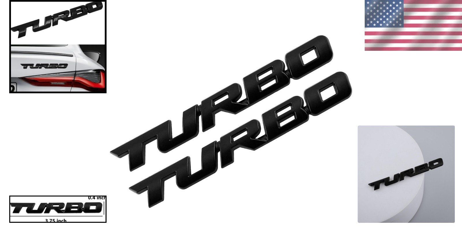 High-Quality 3D Turbo Emblem Badge for All Vehicle Types – Easy to Install