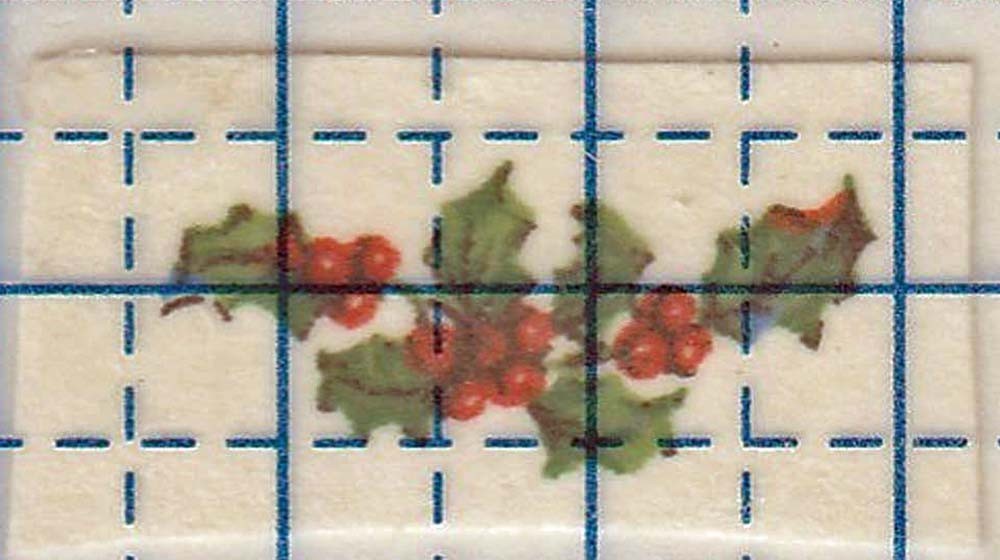 Tiny Holly Vintage Ceramic Decals (48) 5/8" Xmas, jewelry, dollhouse, resin art