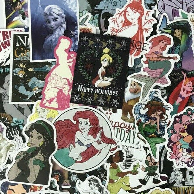 100 Piece Disney Princess Decal Fun Water Bottle Laptop Wall Sticker Pack