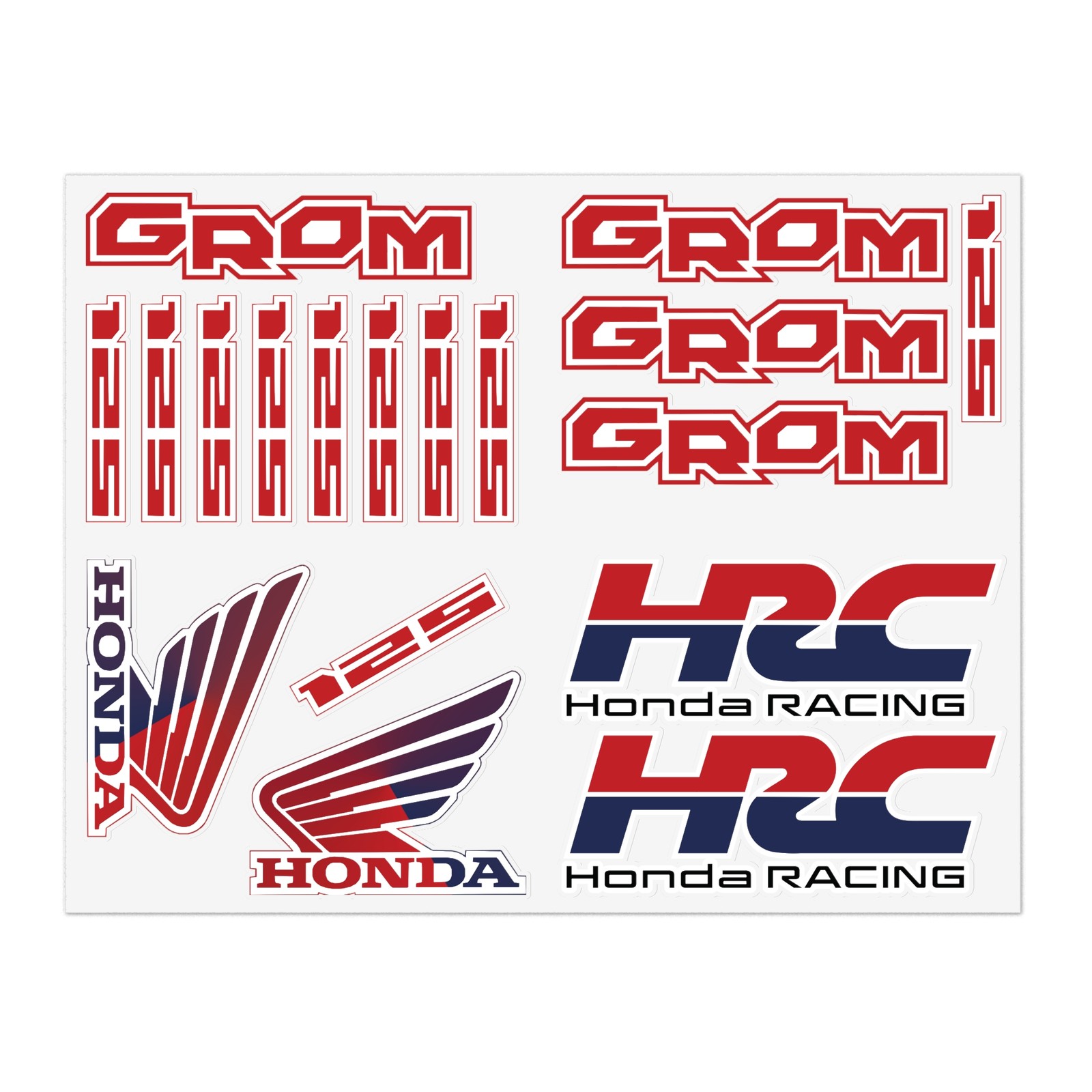 Honda Grom Decals Red Blue w/ HRC Racing Decals – FREE SHIPPING!