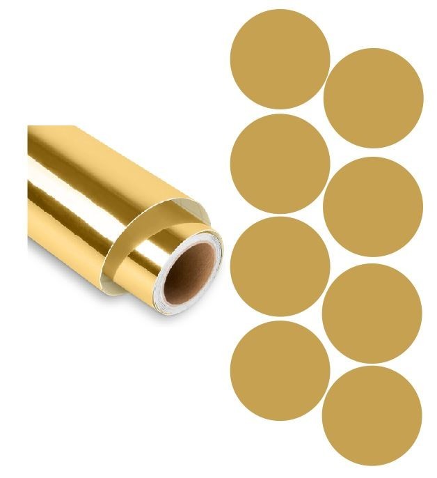 Dots Round Vinyl Color Coded Inventory Label Chrome Gold 2 Inch Stickers