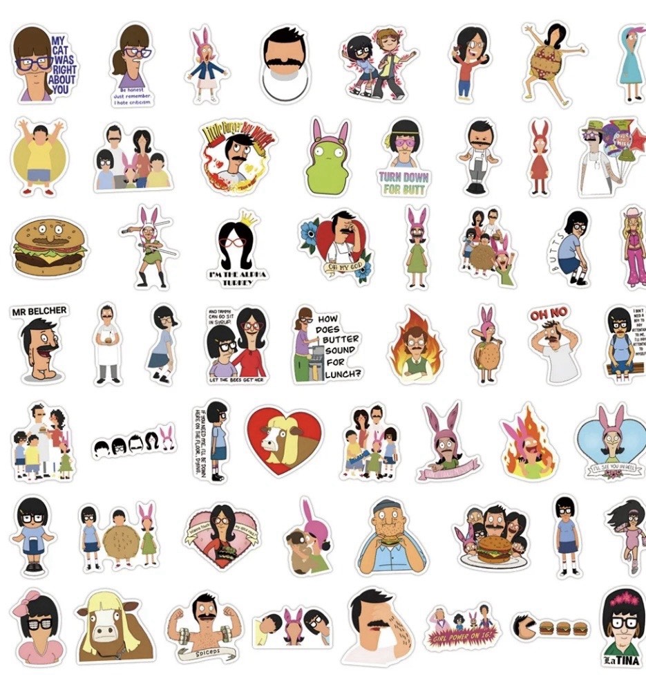 10 pcs Bobs Burgers TV Show Stickers, Funny Vinyl Decal, Matte & Water Proof