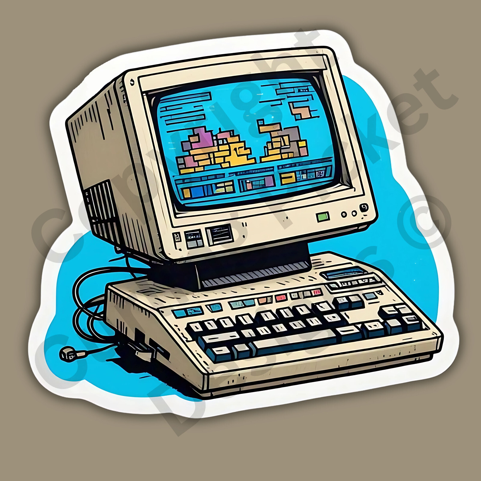 Vintage Computer System Nostalgia Retro Vibe 3" Vinyl Sticker