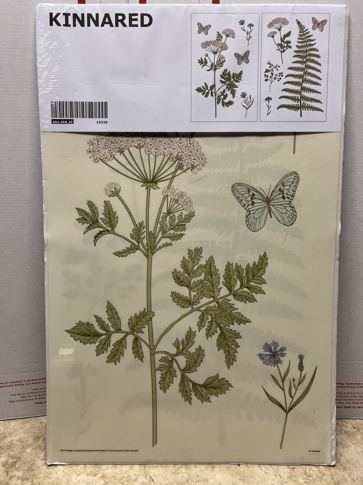 Ikea KINNARED Decorative Stickers Fern & Flowers 404.468.29 NEW