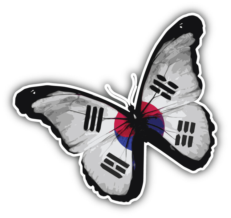South Korea Grunge Flag Butterfly Car Bumper Sticker Decal