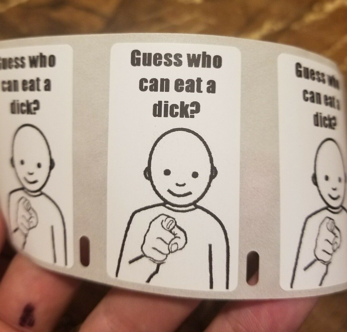 "GUESS WHO CAN EAT A D*CK" 25-1000 Pack Stickers Gag prank sticker decal meme