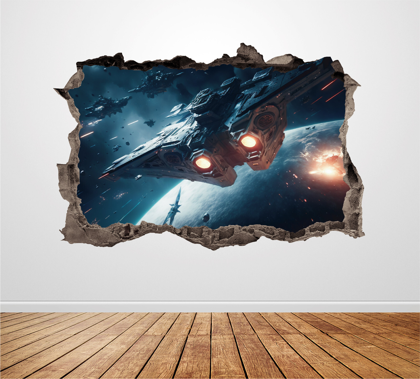 Spacecraft Wall Decal 3D AI Graphic Print Art Sticker Decor Star Space KW88