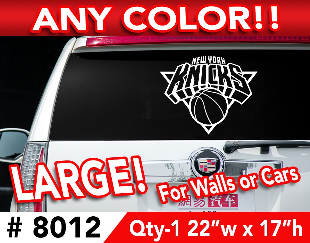 NEW YORK KNICKS OUTLINE DECAL STICKER 21"w x 17" ANY 1 Color