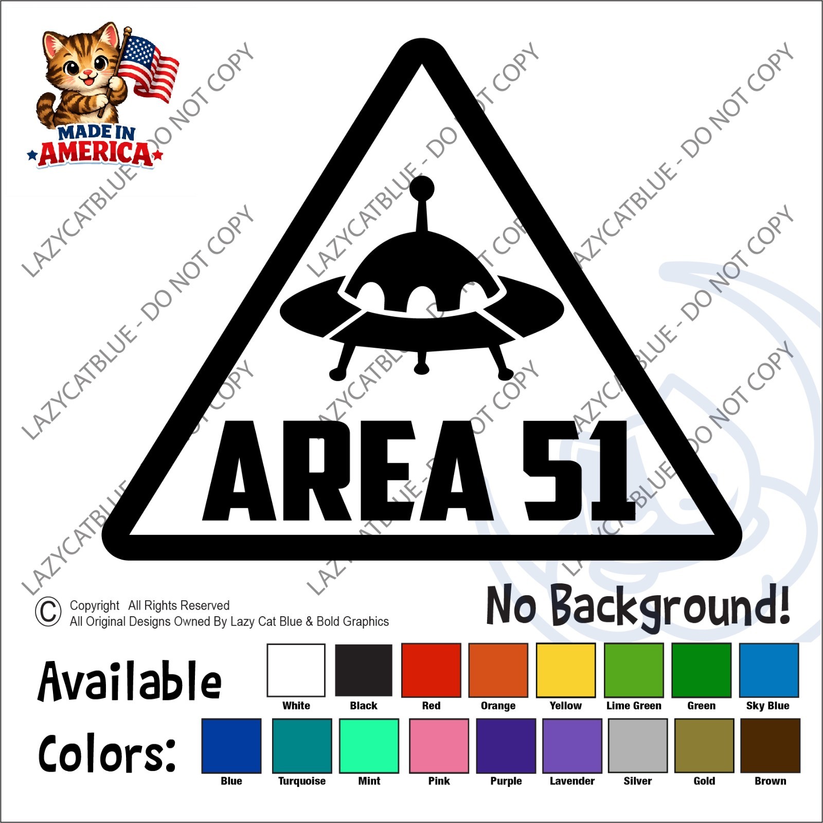 Area 51 Decal Sticker Aliens UFO Not Alone Classified Greys Ship Triangle Space