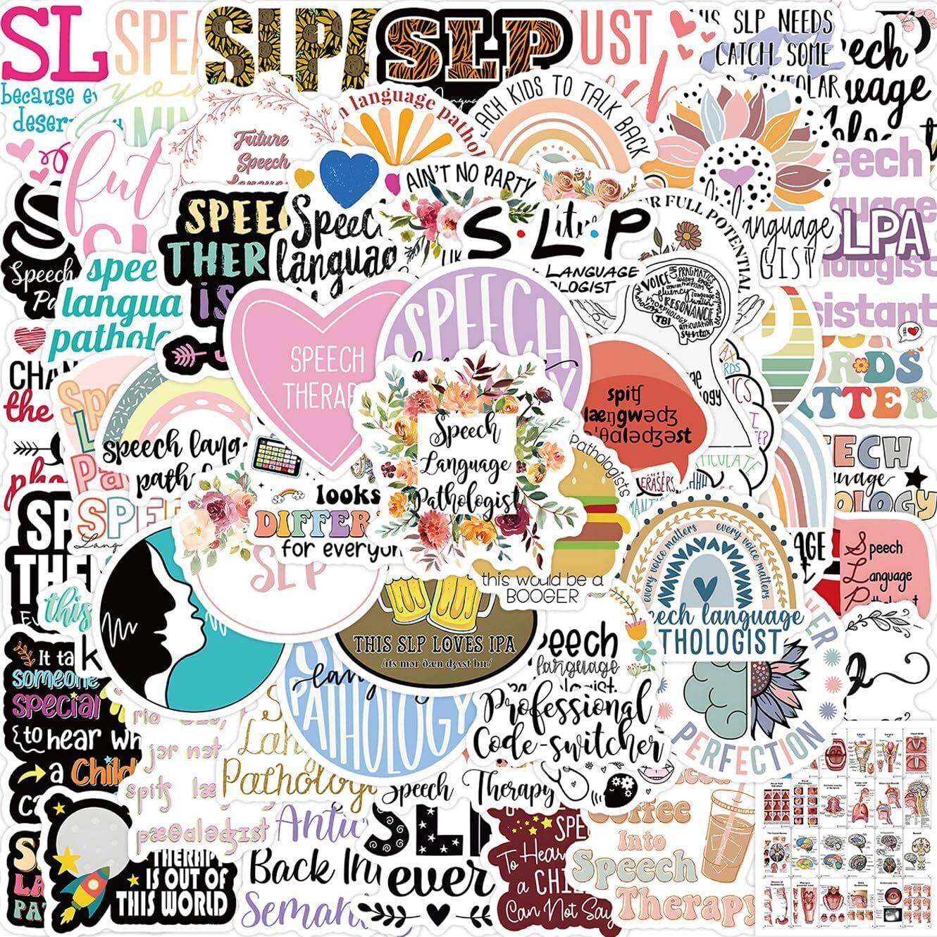 60 PCS Speech Language Pathologist Stickers –