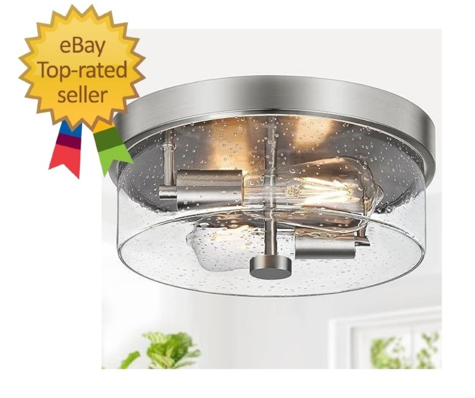 Flush Mount Ceiling Light Fixtures, 2-Light 12 Inch Brushed Nickel
