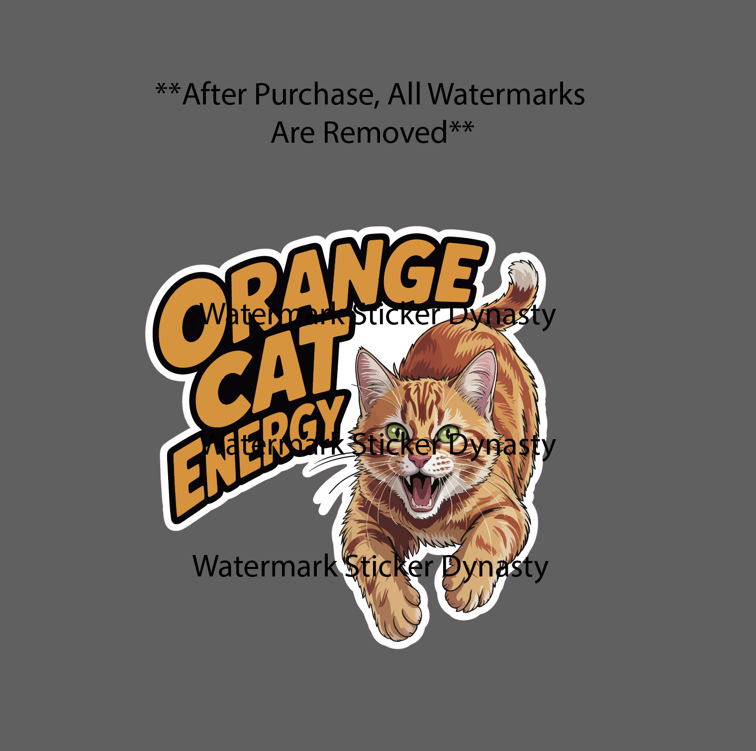 Orange Cat Energy Sticker Waterproof Decal Pet Animal Chaos Wild Gift NEW