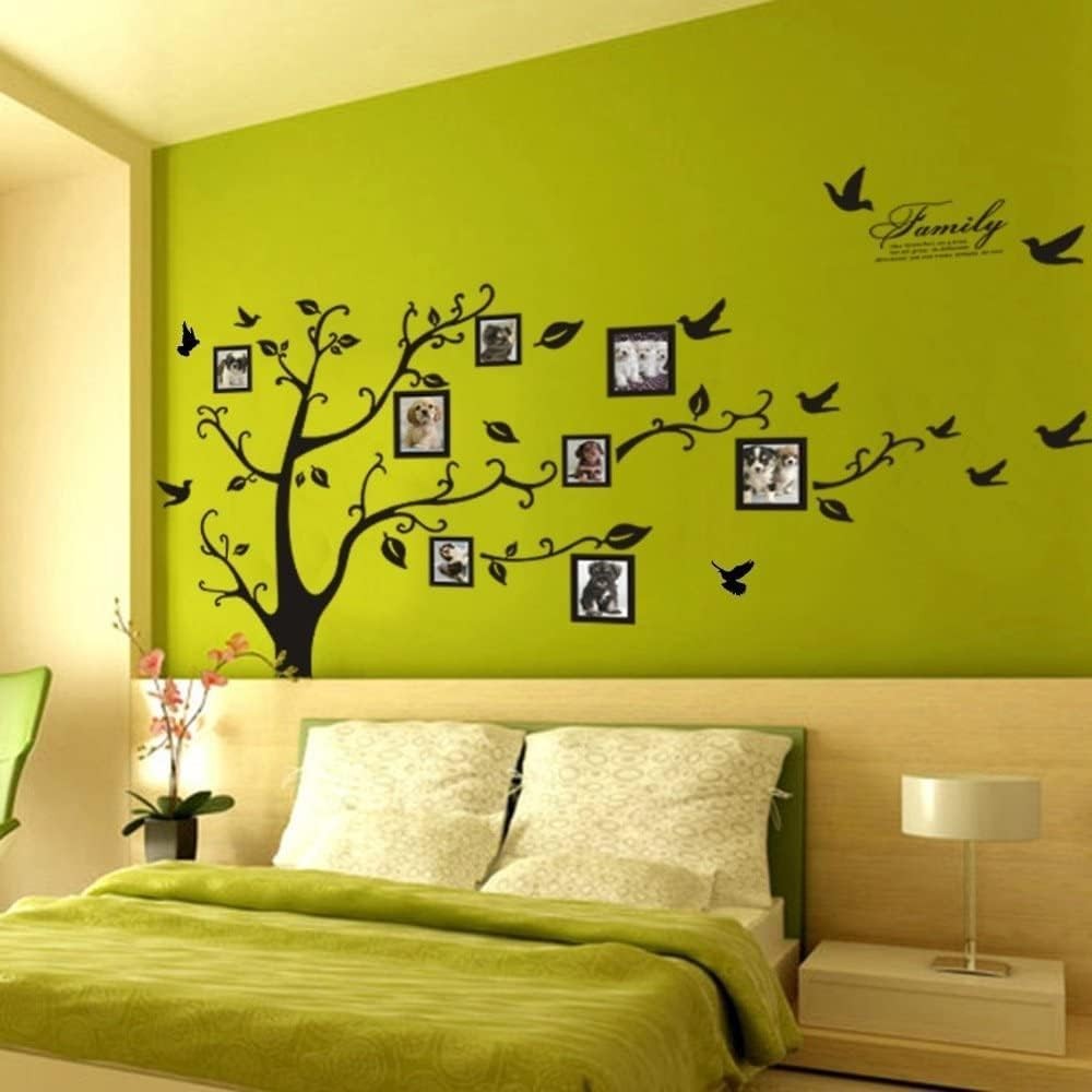 Large Family Tree Wall Deccor for Living Room, DIY Black Photo Frame Tree Wal…