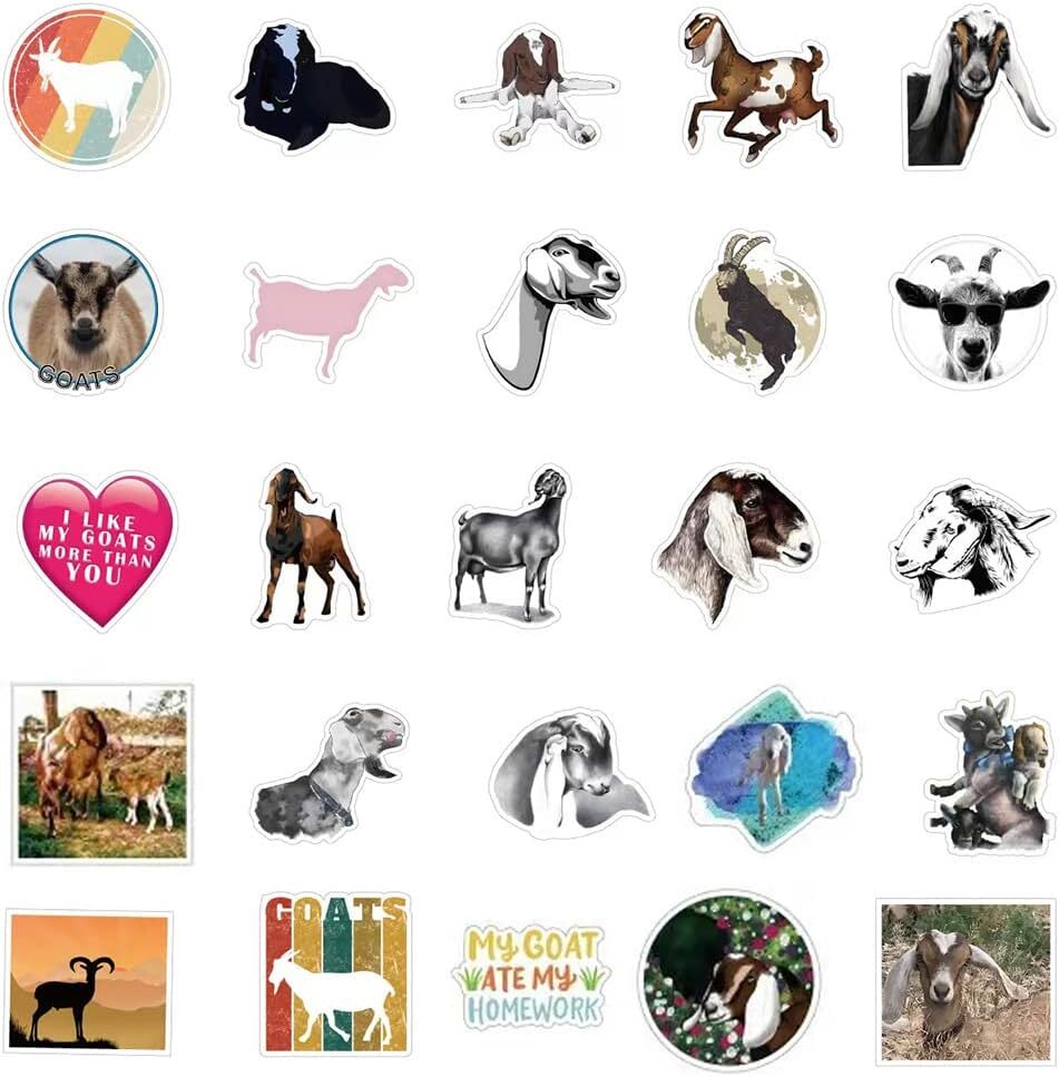 GOAT Waterproof Stickers ~Farm Animal Removable Vinyl Laptop Water bottle Decals