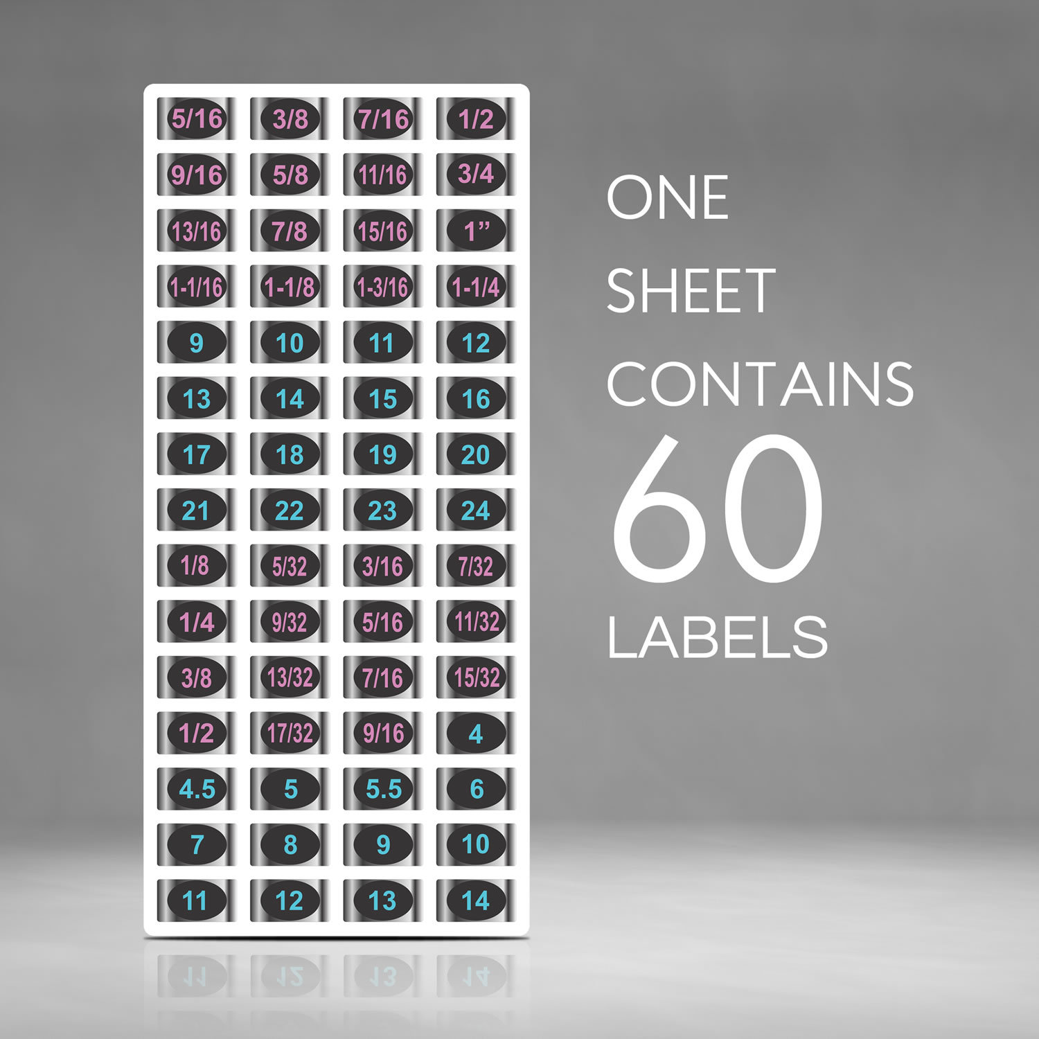 2 Chrome Socket Labels "Ladies Edition" Color Coded for "Easy Read" 60 stickers