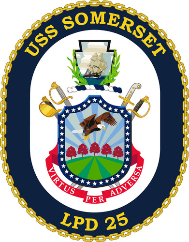 LPD-25 USS Somerset Badge Sticker Decal San Antonio Class
