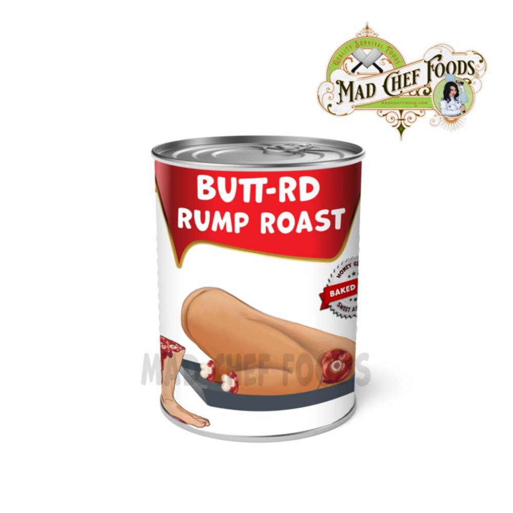 FUNNY FESTIVE Butt-rd Rump Roast Can Label – PRANK Sticker Joke Gag Gift 1 pack