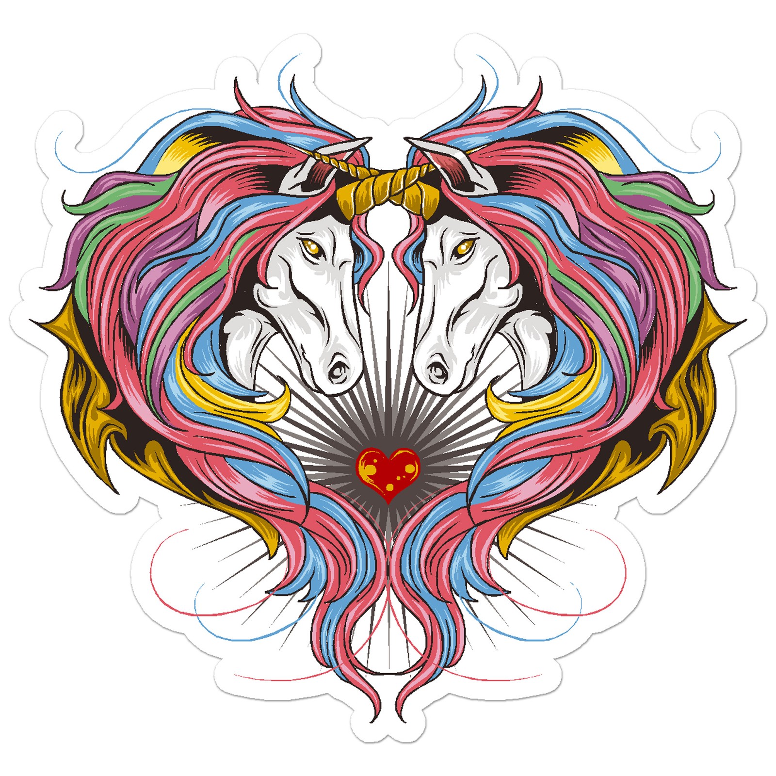 Unicorn Rainbow Heart – Vinyl Decal Sticker – Car Window Laptop – ebn7960