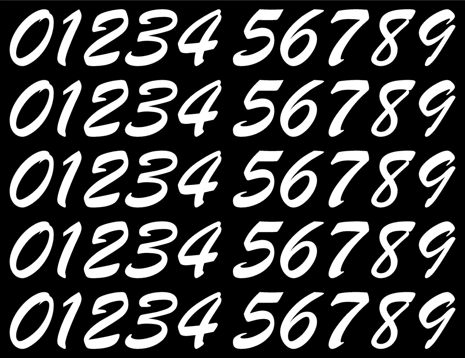 0 1 2 3 Numbers Script Die Cut Vinyl Decals Waterproof Many Colors and Sizes