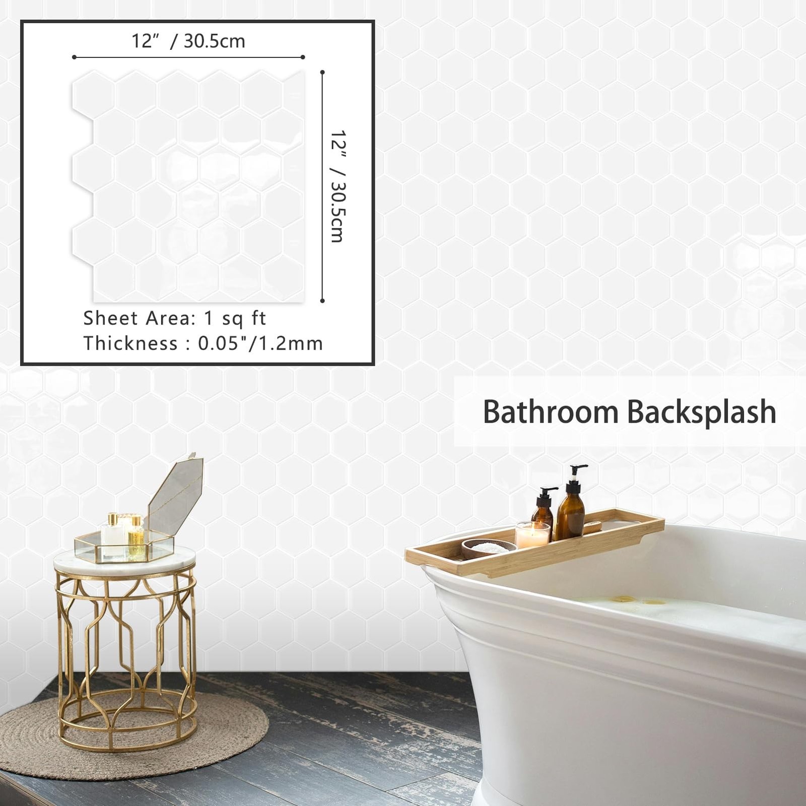 10-Sheet Hexagon Peel and Stick Kitchen Backsplash Tiles,Honeycomb Waterproof…