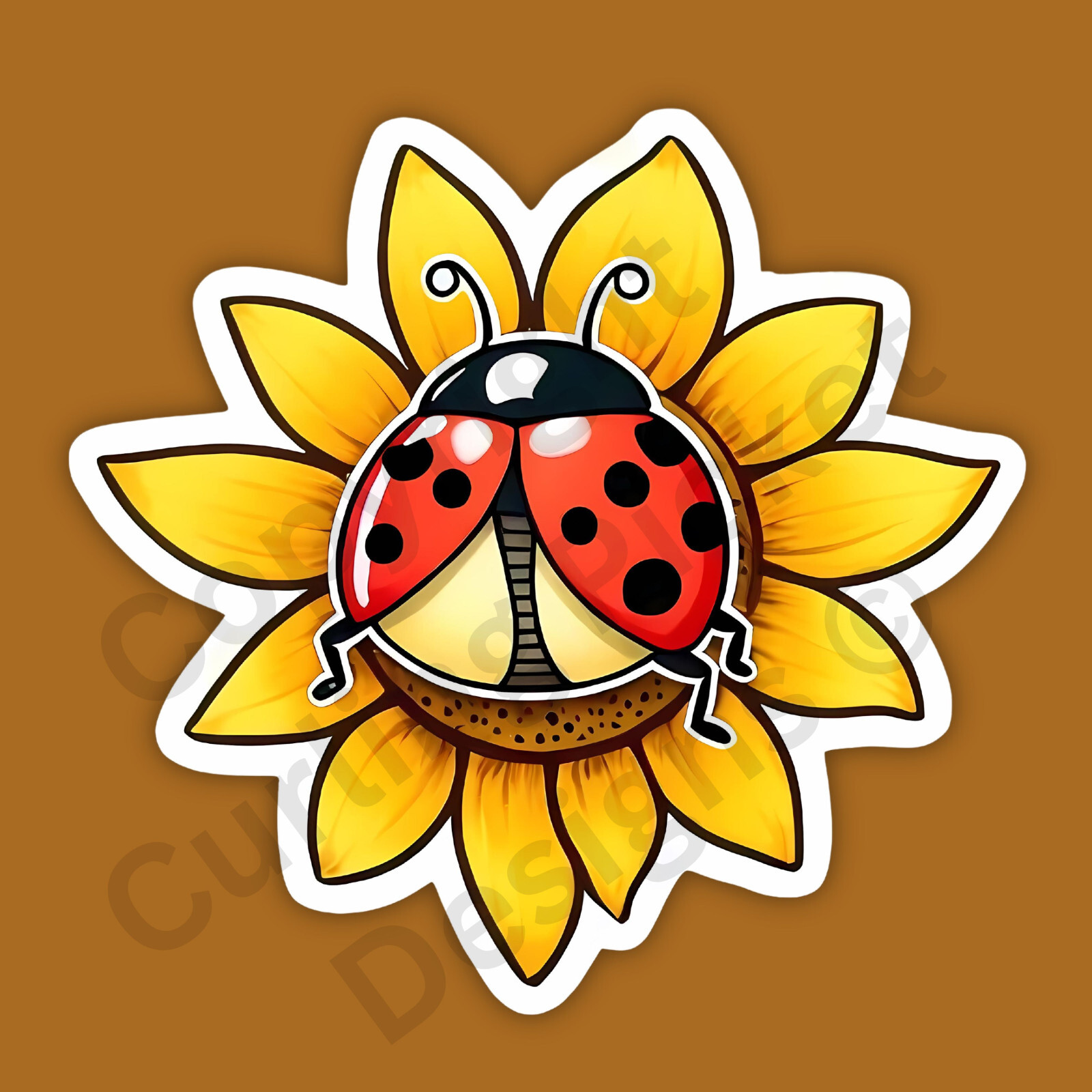 Ladybug On A Sunflower Nature Garden Flower 3" Vinyl Sticker
