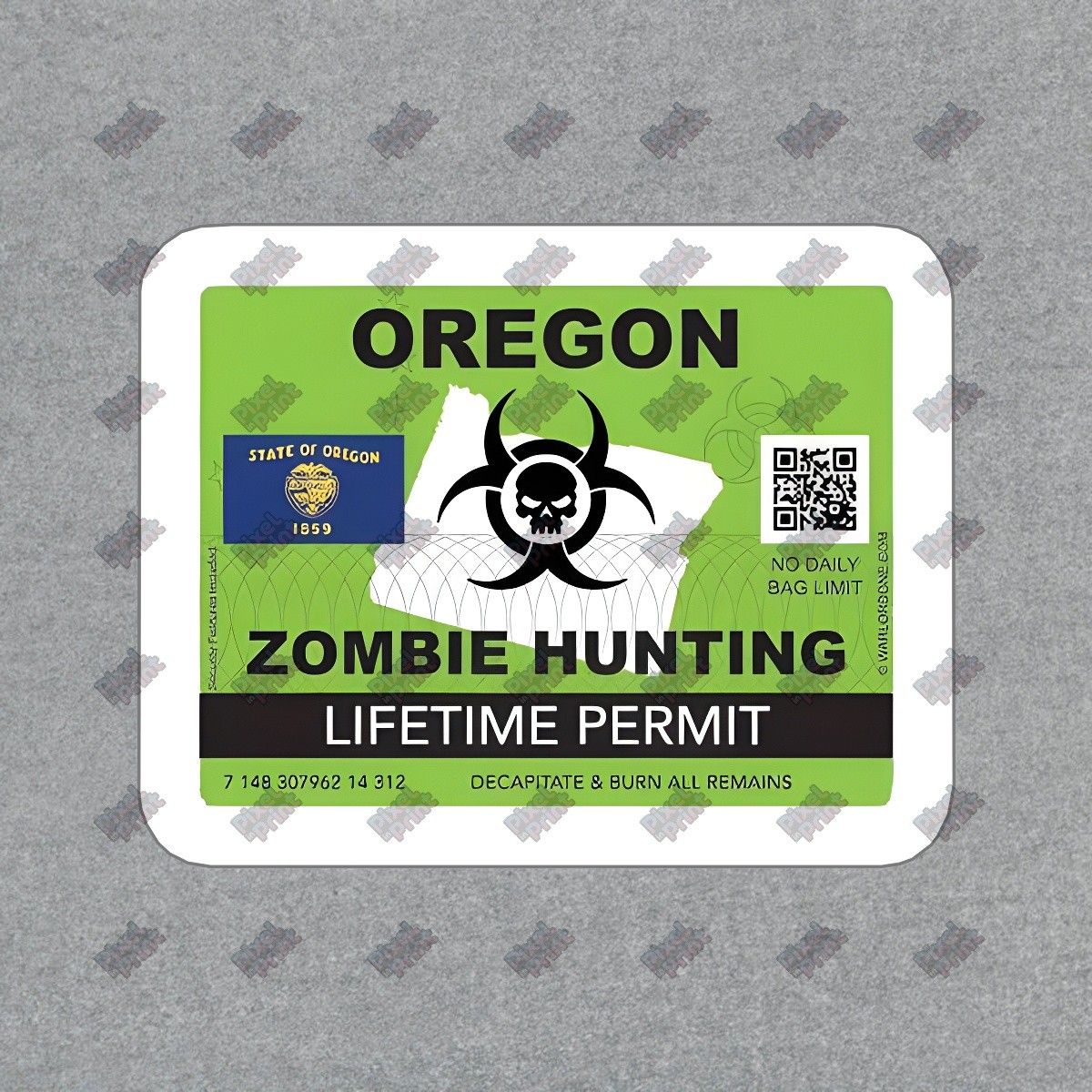 Oregon Zombie Hunting Lifetime Permit Vinyl Sticker Fun Decal for #971574