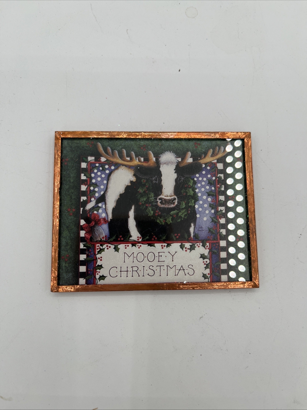 Vintage 1993 MOOEY CHRISTMAS Magnet LINDA GRAYSON Cow PRINTWICK PAPERS M501
