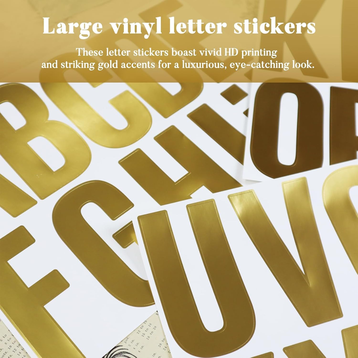 4 Inch Gold Alphabet Stickers, 27 Sheets Self-Adhesive Vinyl Letter Decals fo…
