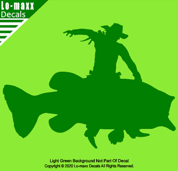 Largemouth Bass Rodeo Cowboy Western Freshwater Fishing Die Cut Vinyl Decal