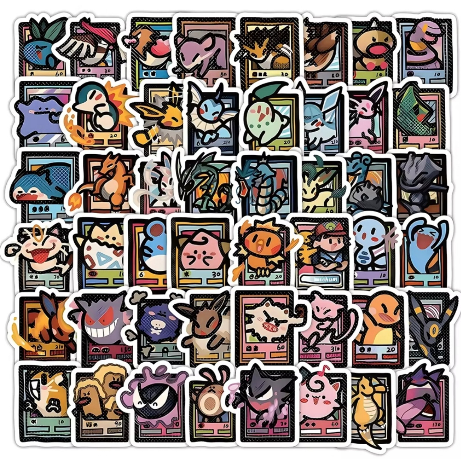 20 PCS Cute Pokémon Card Characters Cartoon Doodle Game Anime Stickers BRAND NEW