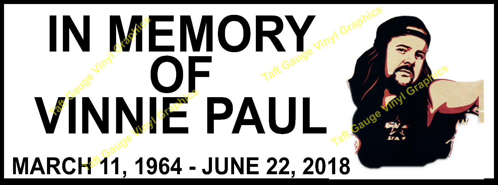 Vincent Vinnie Paul Pantera Memorial Decal Bumber Sticker Printed Free Shipping