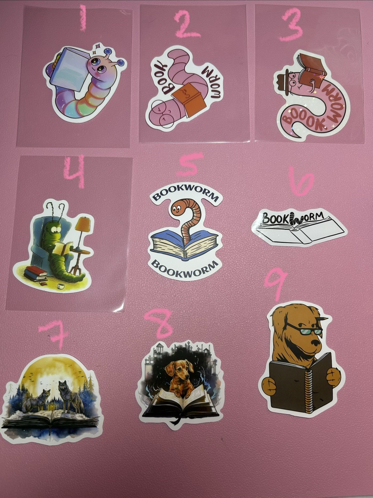 Animals Reading Books Stickers – Book Worms , Dogs , Penguins , Birds , Owls