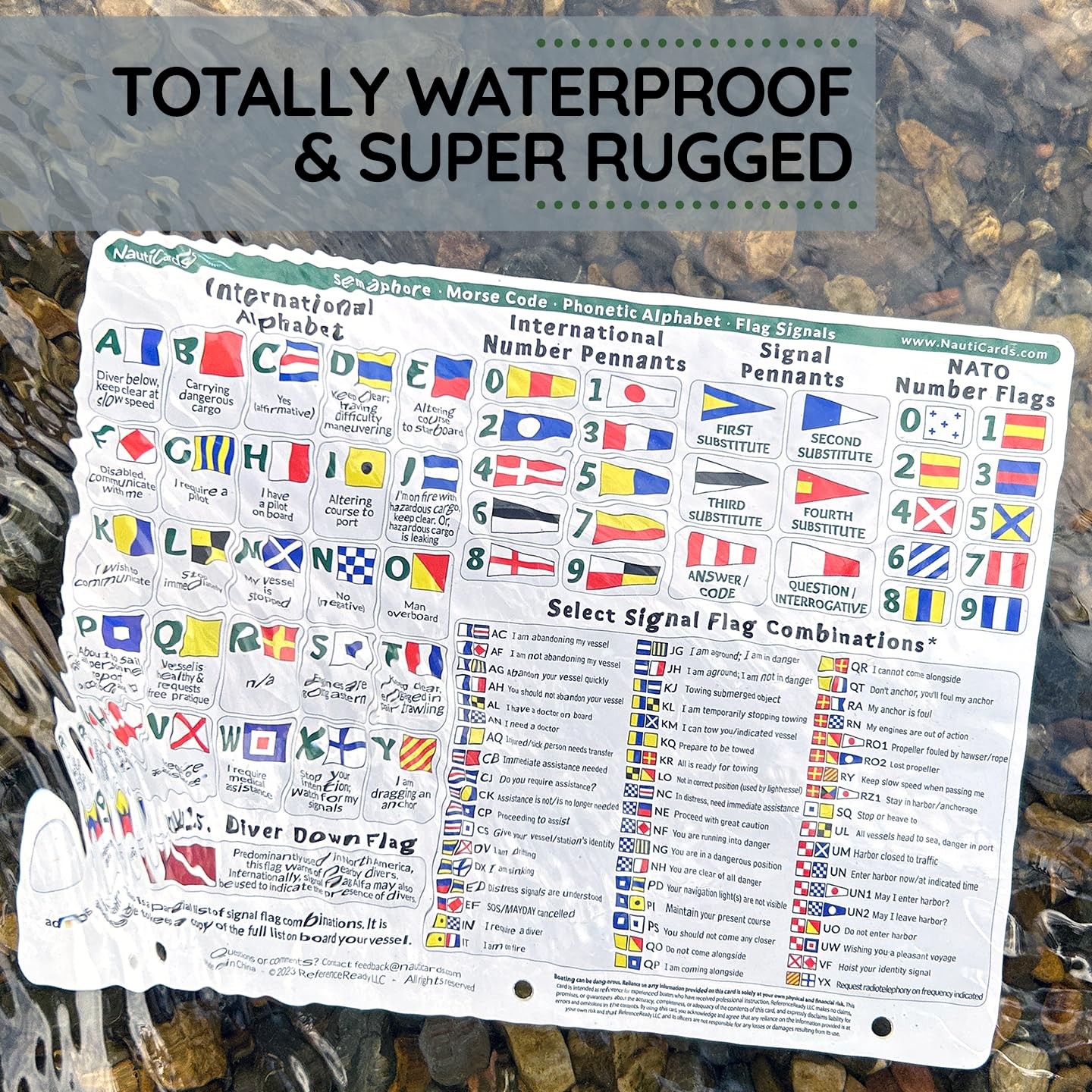 Nautical Flags and Codes Quick Reference: Waterproof, 8.5” x 11”