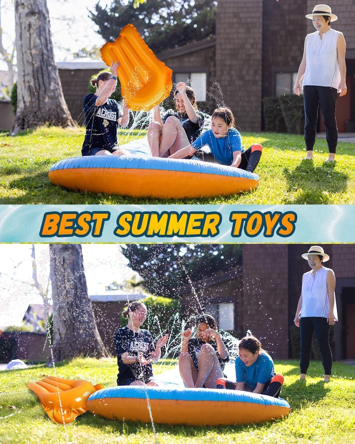 Slip and Water Slide, 32FT Lawn Slip N Waterslide for Kids Adults, Backyard Summ